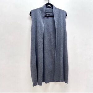 Nanette Lepore Wool Blend Longline Sleeveless Sweater Vest Cardigan Gray Med